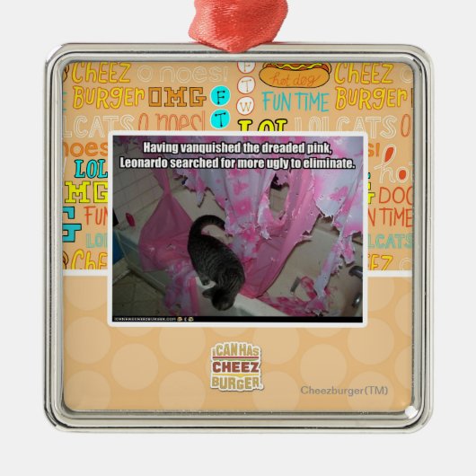 恐れられたピンクを征服しました メタルオーナメント (正面)