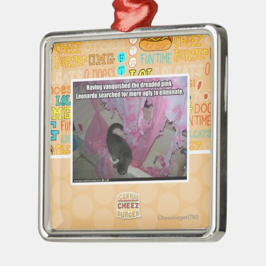 恐れられたピンクを征服しました メタルオーナメント (左)