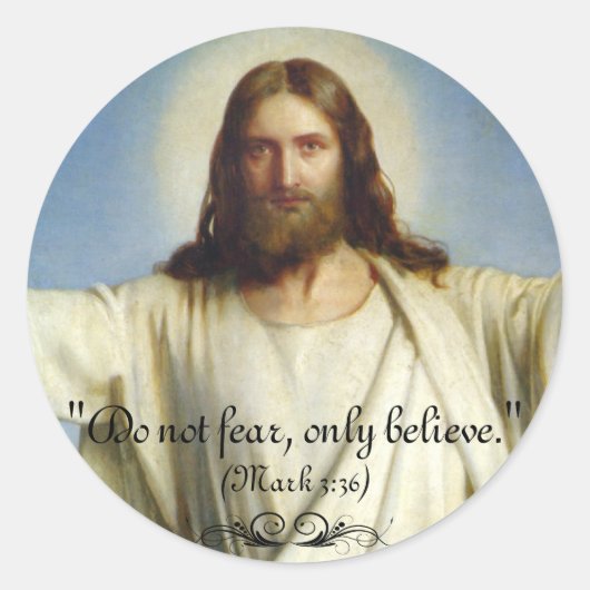 「恐れるな、ただ信じけ」ステッカスタムク ラウンドシール (正面)