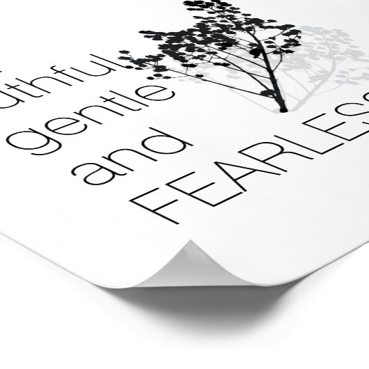 恐れを知らないガンディー引用文白黒 ポスター (角)