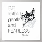 恐れを知らないガンディー引用文白黒 ポスター (正面)