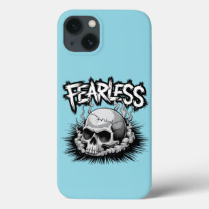 恐れを知らないスカルゴシック美術ひび割れた煙グラフィック iPhone 13ケース
