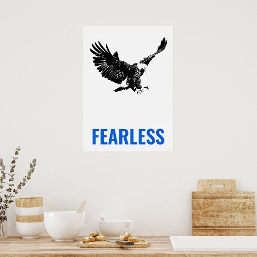 恐れを知らないハゲやる気を起こさせるワシのポップ・アートの勇気 ポスター (キッチン)