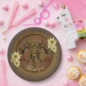 恐れを知らないバイキングで角付きヘルメット。 ペーパープレート (パーティー)