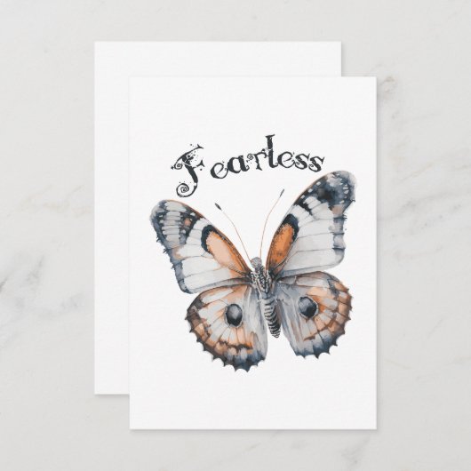 恐れを知らない蝶の水色グラフィックデザイン、恐怖 サンキューカード (正面/裏面)