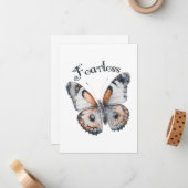 恐れを知らない蝶の水色グラフィックデザイン、恐怖 ノートカード (正面/裏面インサイチュ)