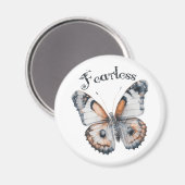 恐れを知らない蝶の水色グラフィックデザイン、恐怖 マグネット (正面/裏面)