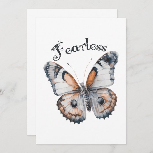 恐れを知らない蝶の水色グラフィックデザイン、恐怖 案内状 (正面/裏面)