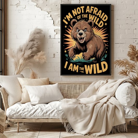 恐れを知らない野生のクマの冒険芸術 ポスター