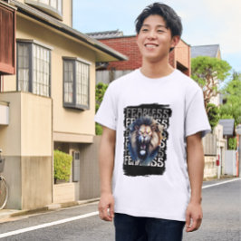 恐れを知らぬ雄叫び - 勇敢なライオン グラフィック デザイン Tシャツ
