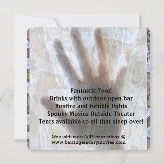 恐れ人形恐ろしい映画の夜パーティの招待状 招待状 (裏面)