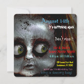 恐れ人形恐ろしい映画の夜パーティの招待状 招待状 (正面)