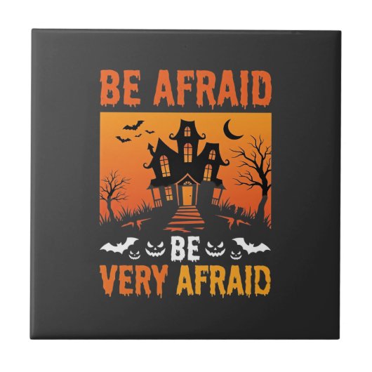 恐ろしいお化け屋敷のハロウィンデザイン タイル (正面)