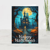 恐ろしいオールドハ幽霊のよく出るウス |ハッピーハローウィン カード (正面)