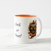 恐ろしいカボチャのトリックまたは治療 ツートーンマグカップ (正面右)