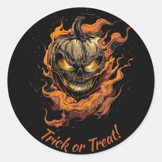 恐ろしいカボチャのトリックまたは治療 ラウンドシール (正面)