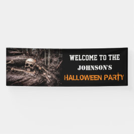 恐ろしいスカルと骨のハローウィンパーティバナー 横断幕