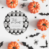 恐ろしいスカルまたは治療 |ハローウィンパーティ | ペーパープレート