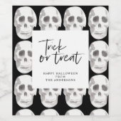 恐ろしいスカルまたは治療 |ハローウィンパーティ | ワインラベル (シングルラベル)