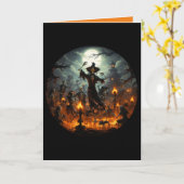 恐ろしいスケルトン魔女パーティーハロウィーン カード (黄色い花)
