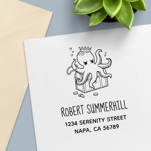 恐ろしいタコが宝箱を守る住所 セルフインキングスタンプ