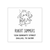 恐ろしいタコが宝箱を守る住所 ラバースタンプ (インプリント)