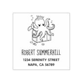 恐ろしいタコが宝箱を守る住所 ラバースタンプ (インプリント)