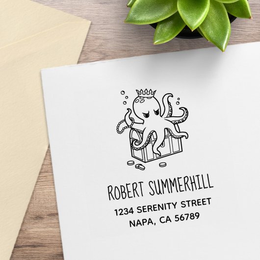 恐ろしいタコが宝箱を守る住所 ラバースタンプ