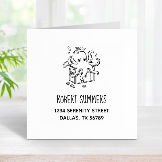 恐ろしいタコが宝箱を守る住所 ラバースタンプ