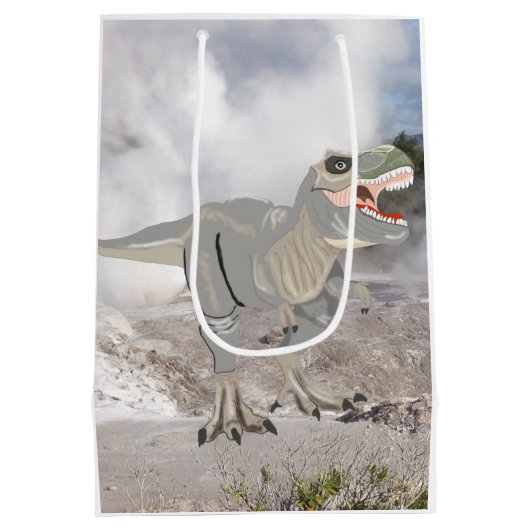 恐ろしいティラノサウルス ミディアムペーパーバッグ (裏面)