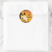 恐ろしいハロウィンカボチャと満月 ラウンドシール (バッグ)