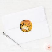 恐ろしいハロウィンカボチャと満月 ラウンドシール (封筒)