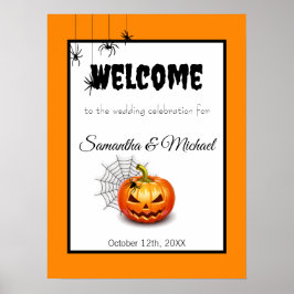 恐ろしいハロウィン結婚のウェルカムポスターサイン ポスター