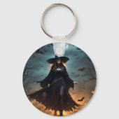 恐ろしいハロウィーンの魔女だ。 キーホルダー (裏面)