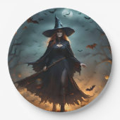 恐ろしいハロウィーンの魔女だ。 ペーパープレート (正面)