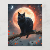 恐ろしいハロウィーンの黒猫の月明かり (裏面)