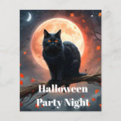 恐ろしいハロウィーンの黒猫の月明かり (正面)