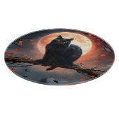 恐ろしいハロウィーンの黒猫の月明かり カッティングボード (角)
