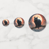恐ろしいハロウィーンの黒猫の月明かり コンフェッティ (正面)