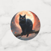 恐ろしいハロウィーンの黒猫の月明かり コンフェッティ (スモール正面)