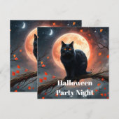 恐ろしいハロウィーンの黒猫の月明かり セーブザデート (正面/裏面)