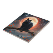 恐ろしいハロウィーンの黒猫の月明かり タイル (側面)