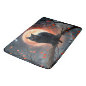 恐ろしいハロウィーンの黒猫の月明かり バスマット (アングル)