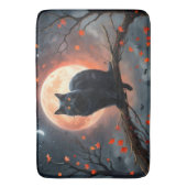 恐ろしいハロウィーンの黒猫の月明かり バスマット (正面縦)
