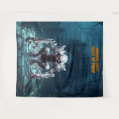 恐ろしいハロウィーン墓地とグール タペストリー (正面(横))