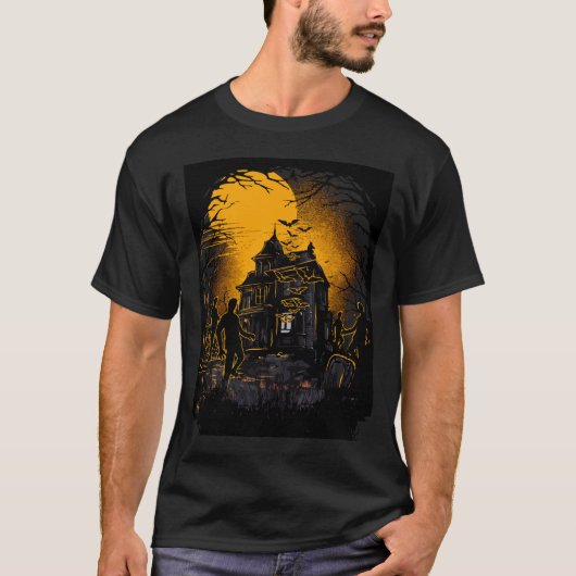 恐ろしいハロウィーン悪夢シーン Tシャツ (正面)