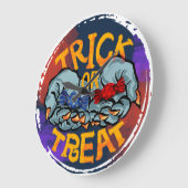 恐ろしいハロウィーン用カボチャの木または治療 ラージ壁時計 (傾斜)