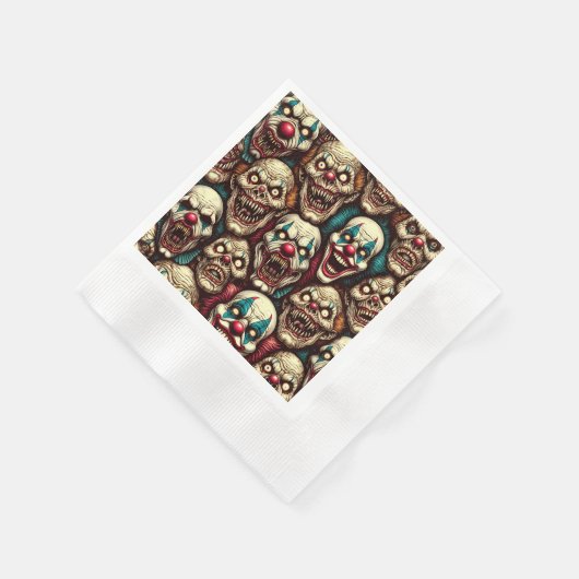 恐ろしいピエロハローウィンパーティ 縁ありカクテルナプキン (角)