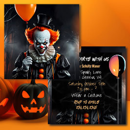 恐ろしいピエロ保持気球ハローウィンパーティ