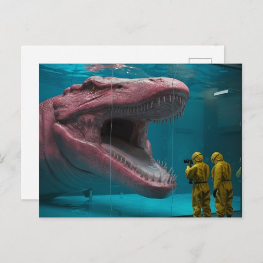 恐ろしいピンクの海中モンスター ポストカード (正面/裏面)